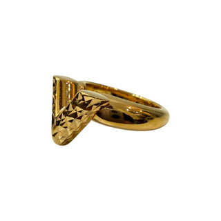 Louis Vuitton Textured Essential V Gold-Tone Ring