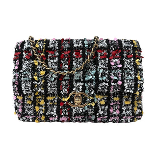 Chanel Multicolored Sequin Small Single Flap Bag With Gold Hardware