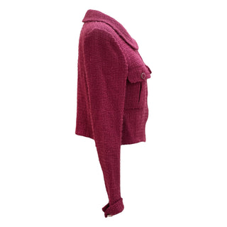 Chanel Fuchsia Tweed Cropped Jacket with Peter Pan Collar