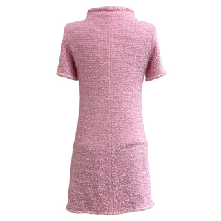 Chanel Pink Wool Short-Sleeve Tweed Mini Dress