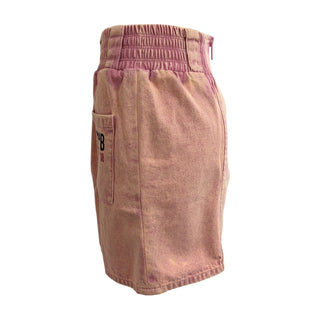 Miu Miu Pink Washed Denim Cropped Jacket & Skirt Set