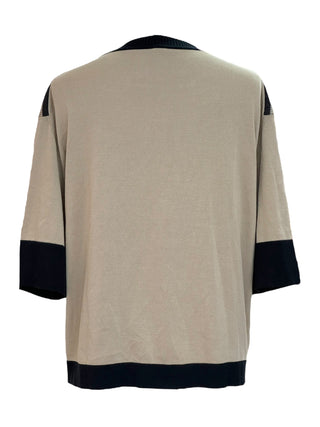 Hermès Labyrinthe Graphique Taupe & Black Striped Knit Top