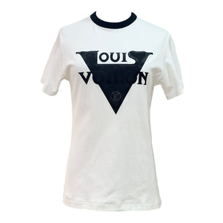 Louis Vuitton White & Black Triangle Logo Graphic T-Shirt