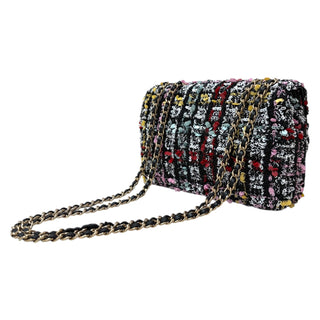 Chanel Multicolored Sequin Small Single Flap Bag With Gold Hardware