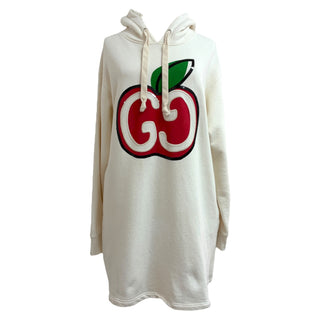 Gucci Ivory GG Apple Hooded Sweatshirt Dress