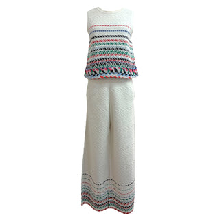 Chanel Multicolour Chevron Knit Sleeveless Top and Wide-Leg Pants Set