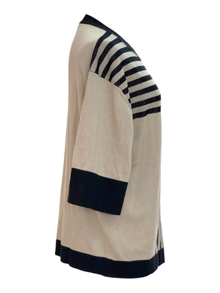 Hermès Labyrinthe Graphique Taupe & Black Striped Knit Top