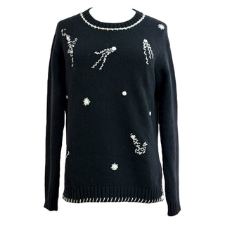 Prada Black Wool Embroidered Knit Sweater