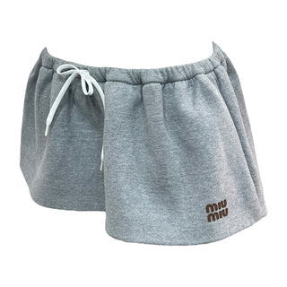 Miu Miu Grey Cotton Jersey Zip-Up Jacket & Skirt Set