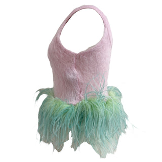 Saint Laurent Pink Mohair Feather-Trimmed Tank Top
