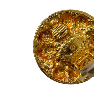 Chanel Vintage Gold & Blue Gripoix Round Clip-On Earrings