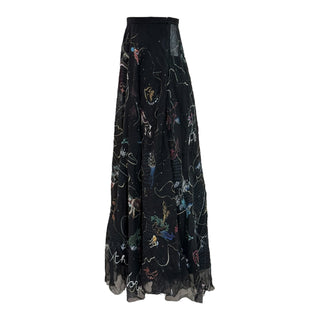 Christian Dior Black Embroidered Tulle Maxi Skirt