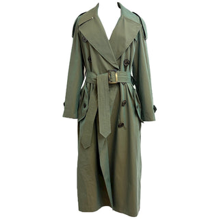 Burberry Iridescent Khaki Green Belted Trench Coat