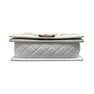 Chanel White Leather and Tweed Beaded Embellished Medium Boy Bag