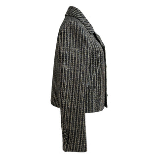 Saint Laurent Black & Silver Metallic Striped Tweed Jacket