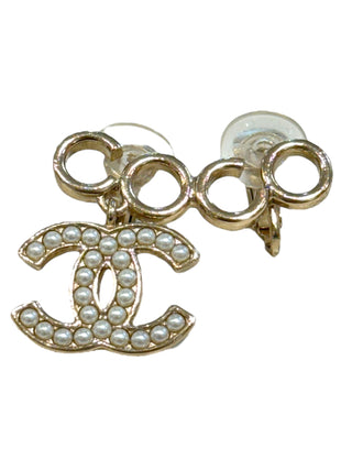 Chanel Asymmetric Pearl CC Logo & Crystal No.5 Star Motif Clip-On Earrings