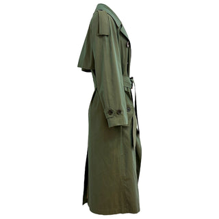 Burberry Iridescent Khaki Green Belted Trench Coat