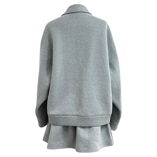 Miu Miu Grey Cotton Jersey Zip-Up Jacket & Skirt Set