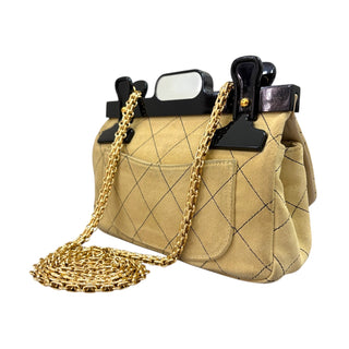 Chanel Beige Suede 2.55 Mini 224 Reissue Hangar Flap Bag With Gold Hardware