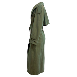 Burberry Iridescent Khaki Green Belted Trench Coat