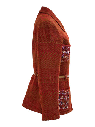 Chanel Terracotta Tapestry Jacket With Embellished Pockets