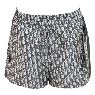 Christian Dior Grey Oblique Logo Drawstring Shorts