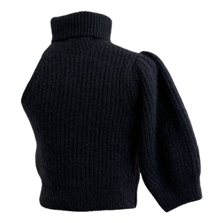 Celine Black Asymmetric Wool Turtleneck Sweater