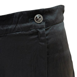 Chanel Black Acetate Wide Leg Pants with CC Button Detail