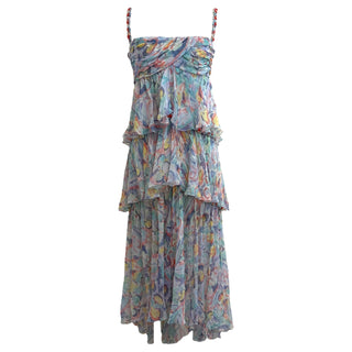 Chanel Multicolour Pleated Silk Tiered Dress