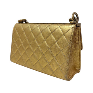 Chanel Gold Small Rita Quilted Flap Bag With Gold Hardware