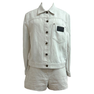 Louis Vuitton Beige Denim Jacket and Shorts Set
