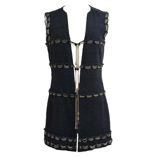Chanel Black Tweed Sleeveless Chain-Trim Vest