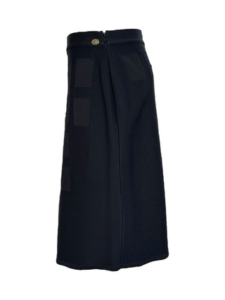 Chanel Black Grid Knit Midi Skirt with Waistband Detailing