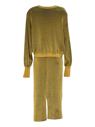 Louis Vuitton Gold Metallic Lurex Knit Sweater and Skirt Set