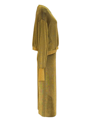 Louis Vuitton Gold Metallic Lurex Knit Sweater and Skirt Set