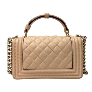 Chanel Beige Caviar Leather Mini Boy Bag With Gold Hardware