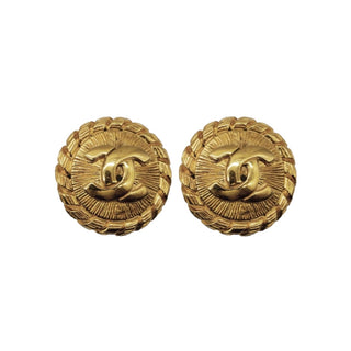 Chanel Vintage CC Clip-On Gold Plated Earrings