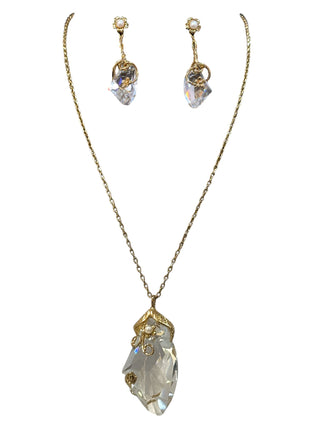 Vera Wang Gold-Plated Crystal & Pearl Accent Necklace & Earring Set