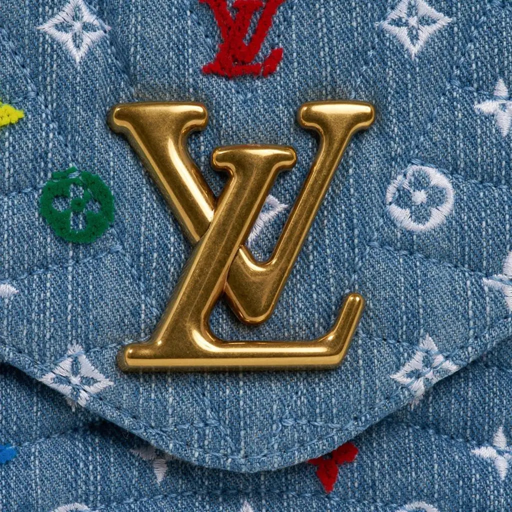 Louis Vuitton New Wave Chain Shoulder Bag Embroidered Monogram Denim New