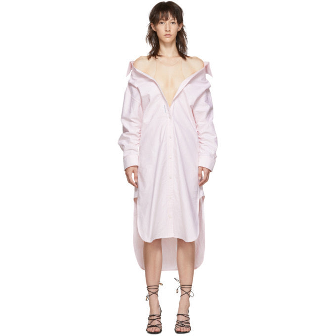 Alexander Wang Pink White Falling Shirt Dress Bella Ling