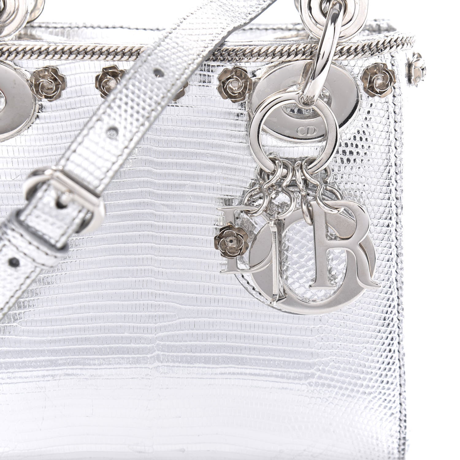 Christian Dior Dior Lady Dior Mini Silver Shiny Python Bag Silvery Exotic  leather ref.164032 - Joli Closet