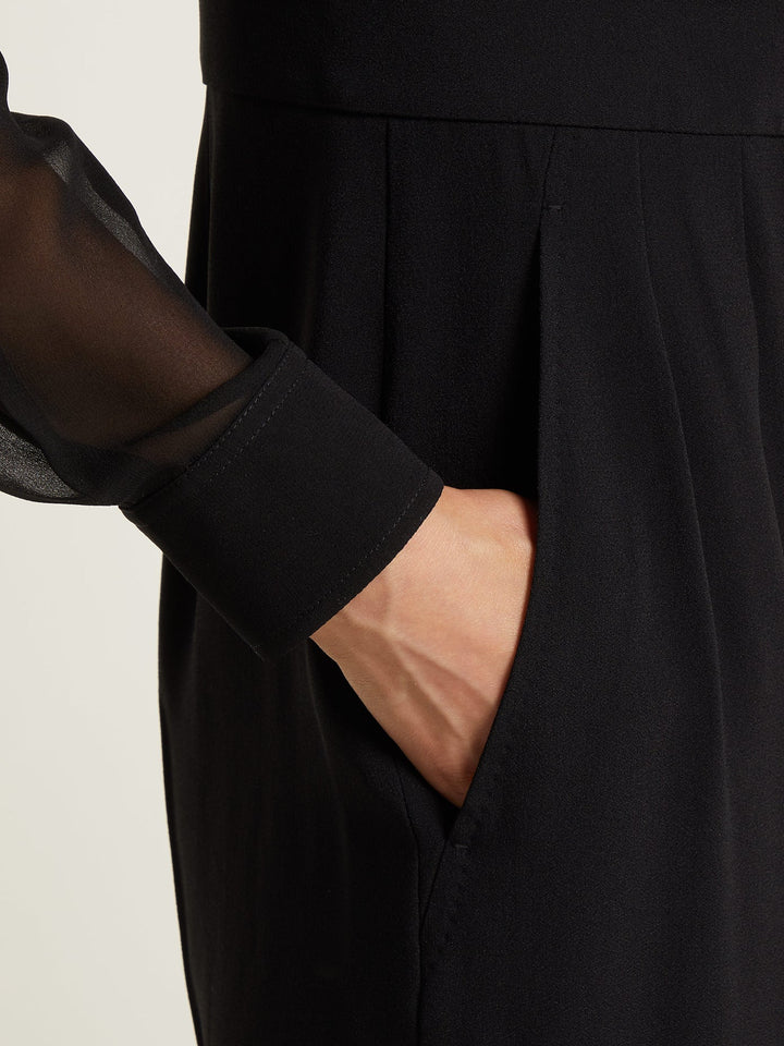 Max Mara Silk Chiffon Paneled Crepe Jumpsuit – Bella Ling
