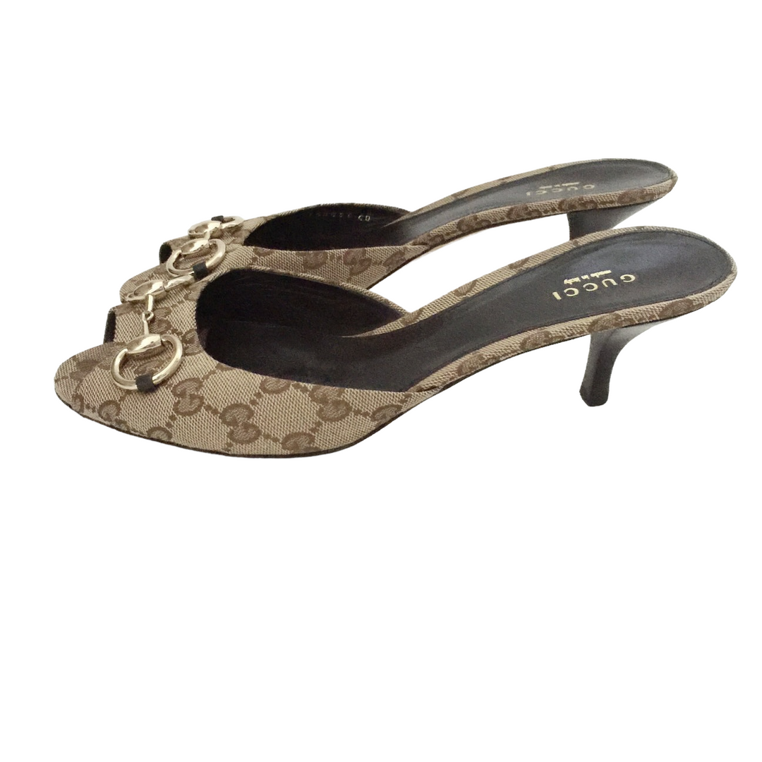 GUCCI Canvas Horsebit Kitten Heel Bella Ling