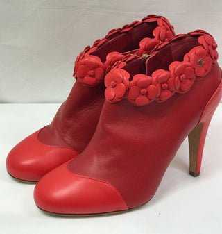 Chanel Red Floral Heels