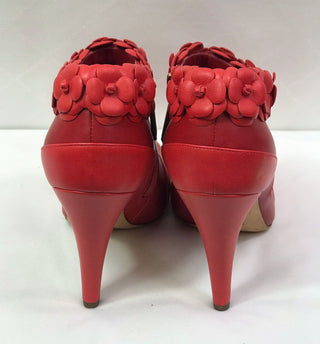 Chanel Red Floral Heels