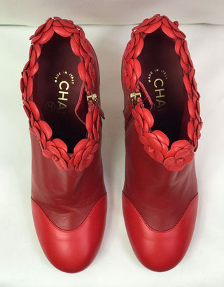 Chanel Red Floral Heels