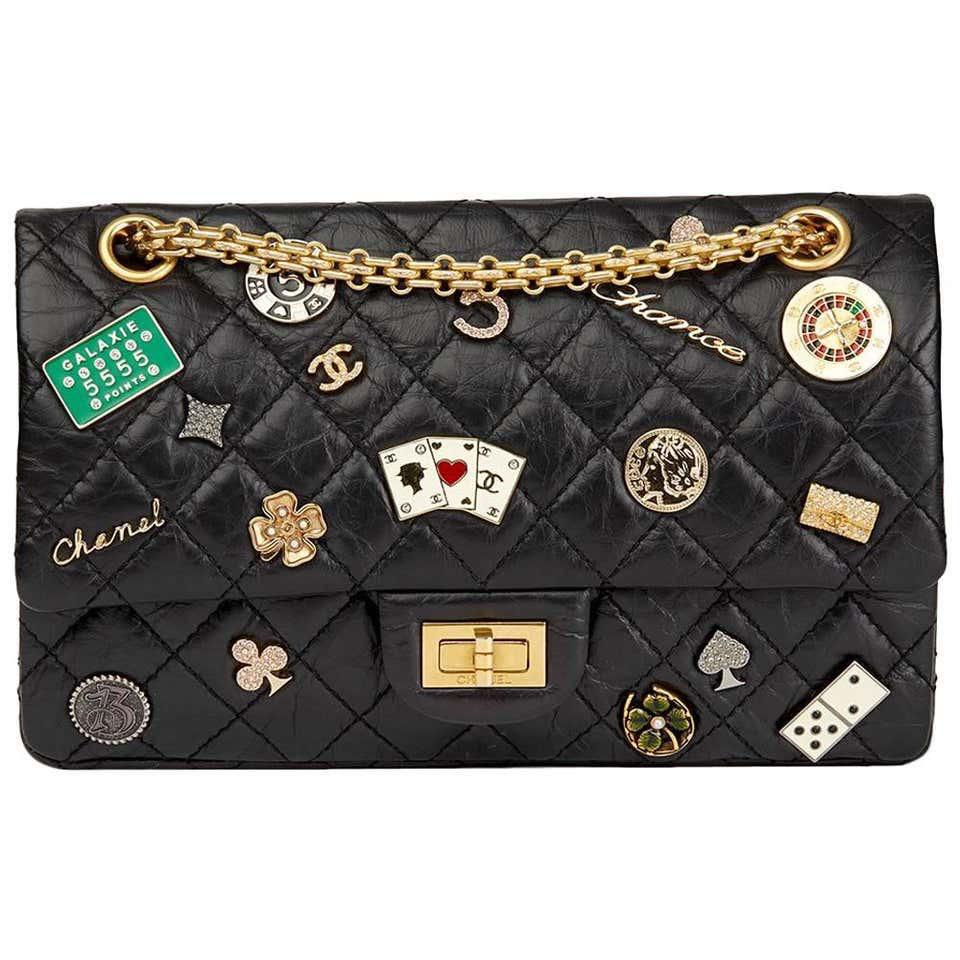 Chanel Black Aged Calfskin Casino Lucky Charms 2.55 Reissue Double Fla –  Bella Ling