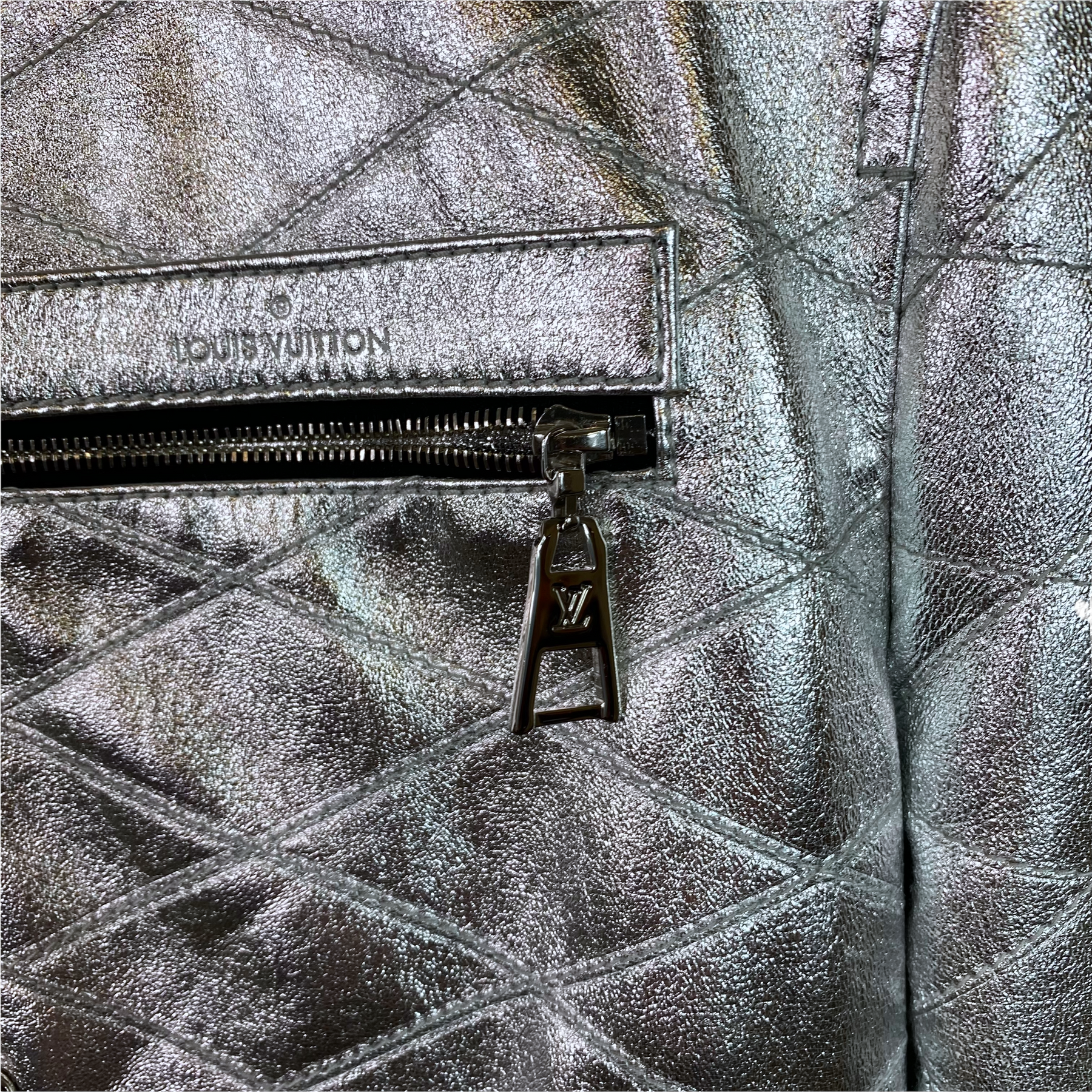 Louis Vuitton quilted silver leather aviator jacket – Bella Ling